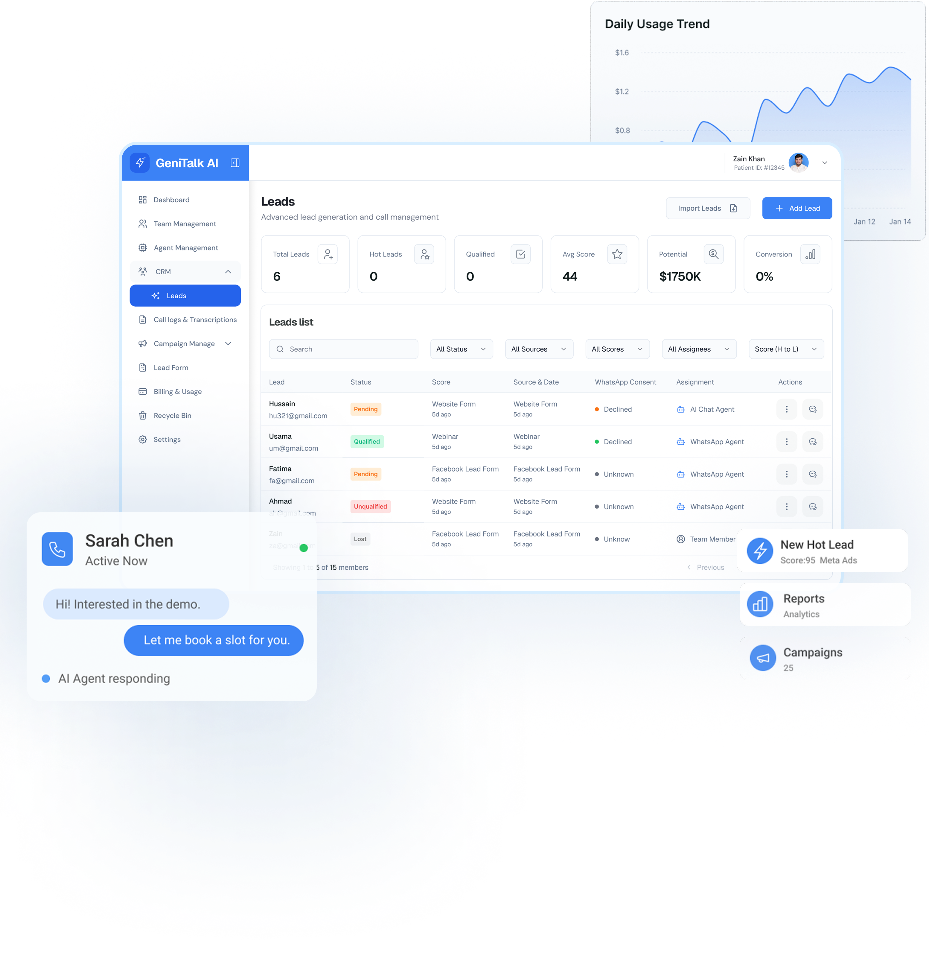 Genitalk CRM lead automation workflow