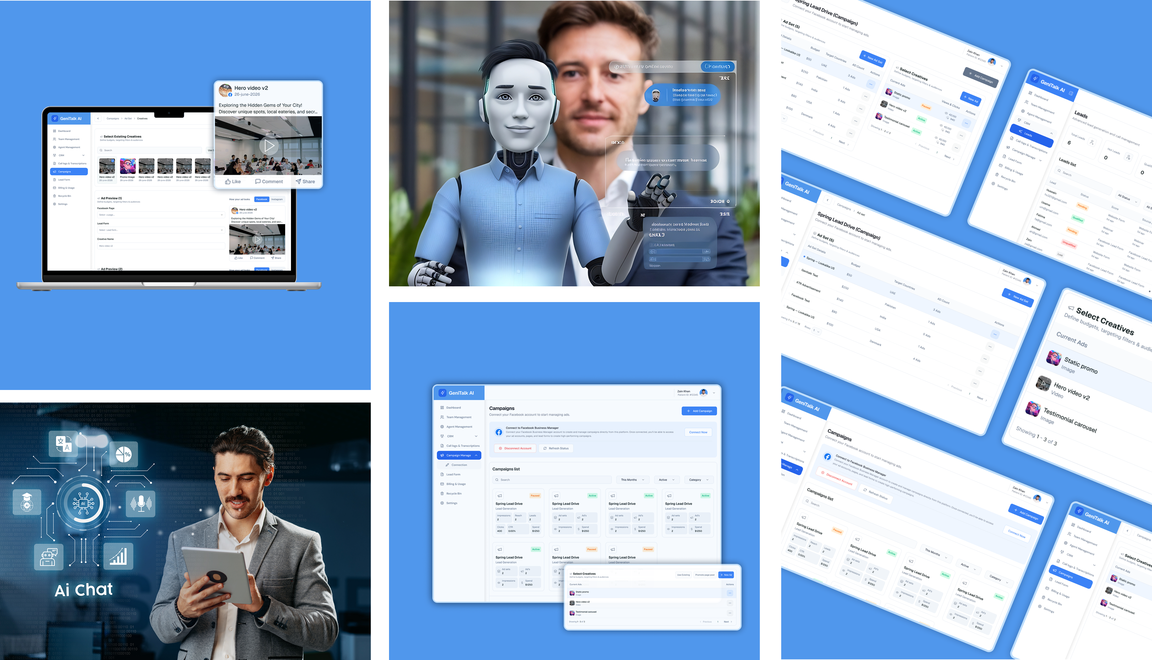 Genitalk CRM dashboard and WhatsApp inbox preview